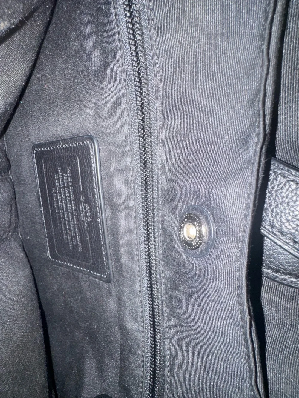 Coach Black Leather Messenger Bag with Striped Web Strap-GUC